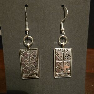 Elegant Silver Tarot Card Earrings